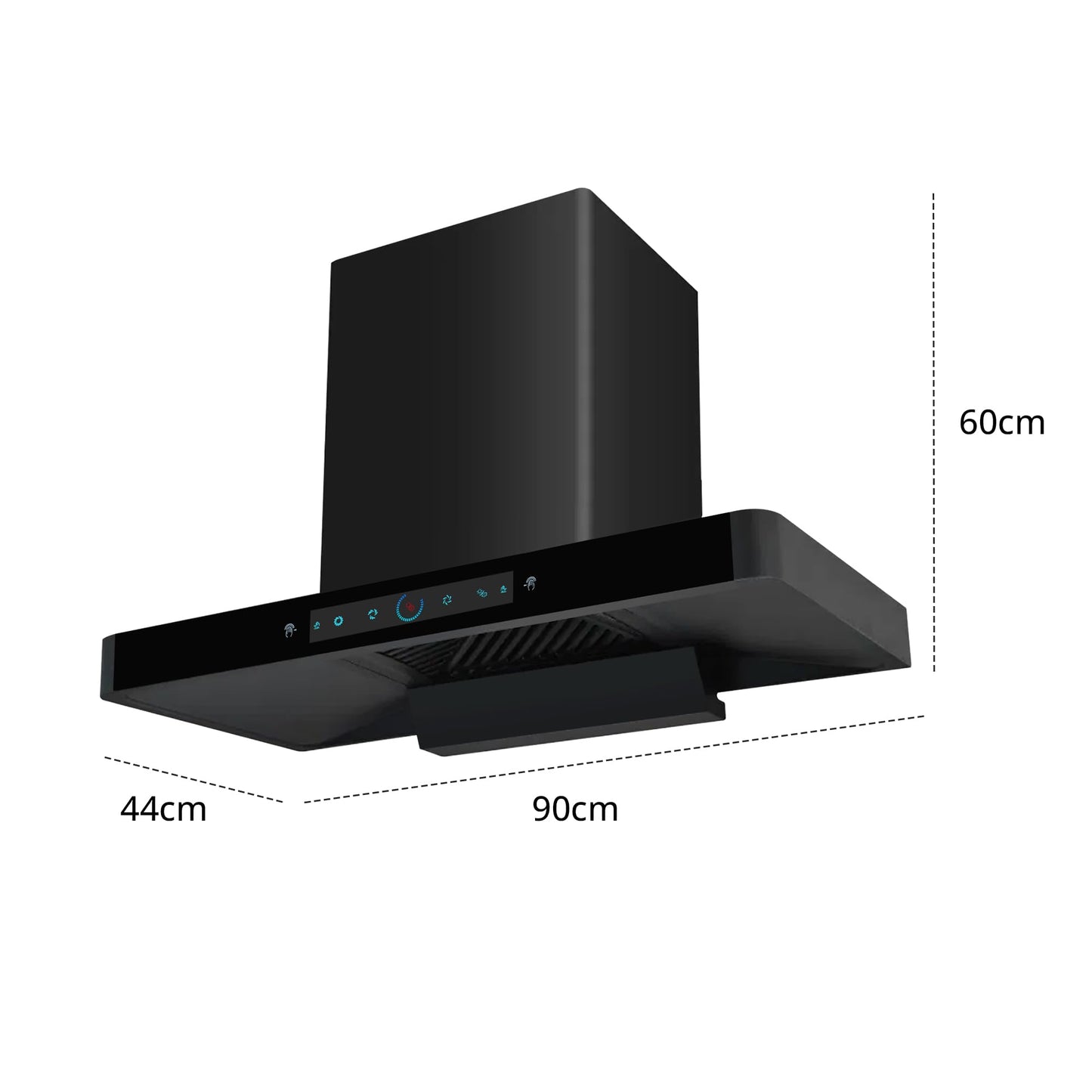 iBELL ELEGANCE 90 DLX Auto Clean Kitchen Chimney 90cm, 1500 m³/hr Suction, Filterless Technology, Motion Sensor & Touch Control, Black Tempered Glass Finish