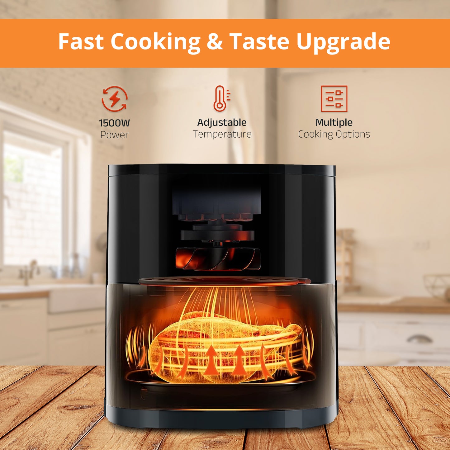 iBELL AEROFRY420DM Air Fryer 4.2 Litre - 1500W with Multiple Cooking Options, Dishwasher Safe, Non-stick Coating & Adjustable Temperature Control (Black)