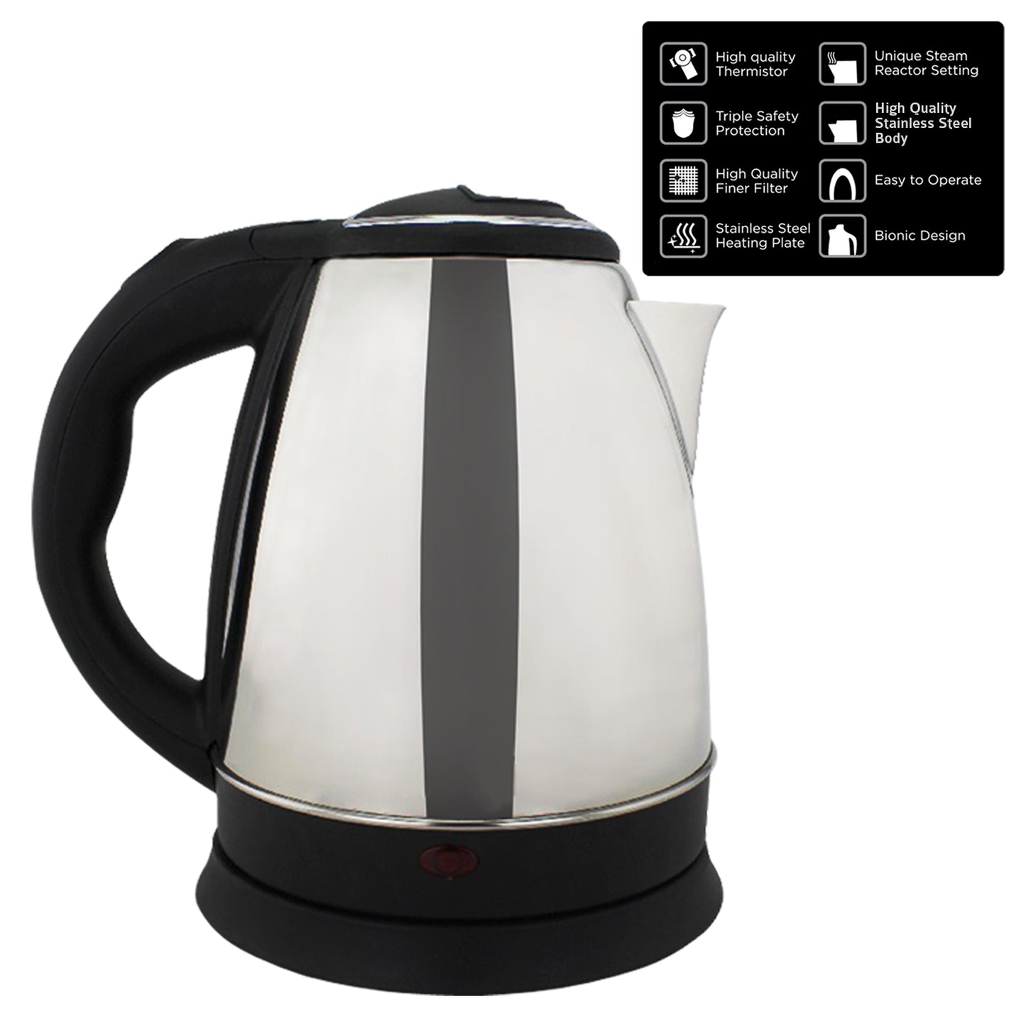 iBELL Electric Kettle 1500W Stainless Steel Body with Safety Lock Lid, Automatic Shut-Off, Heat Resistant Handle & Lid, 2-Year Warranty (1.8 Ltr)