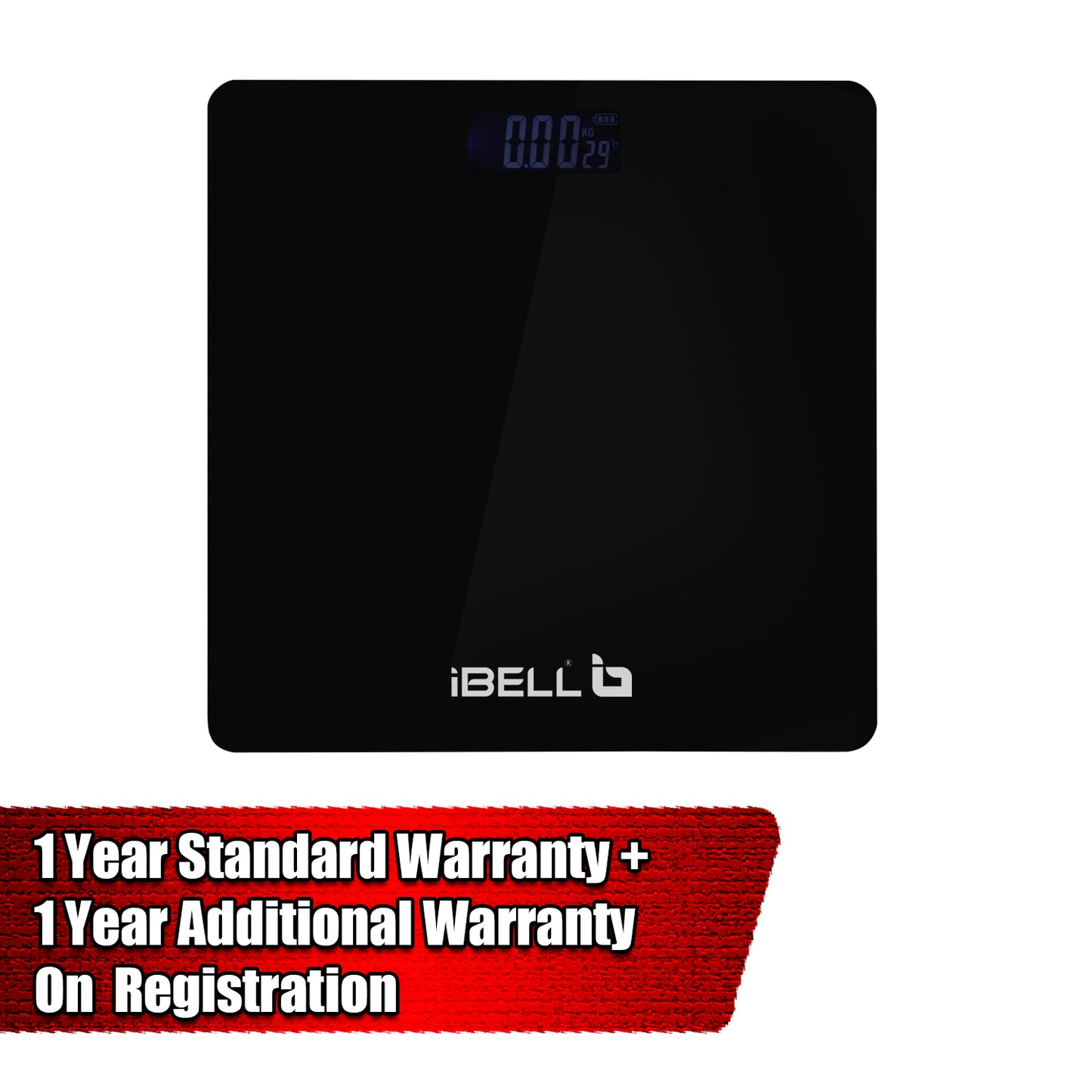 iBELL BS260M Ultra-Light Tempered Glass Backlit LCD Display Digital Personal Body Weight Weighing Scale, Bathroom Scale (180 kg)