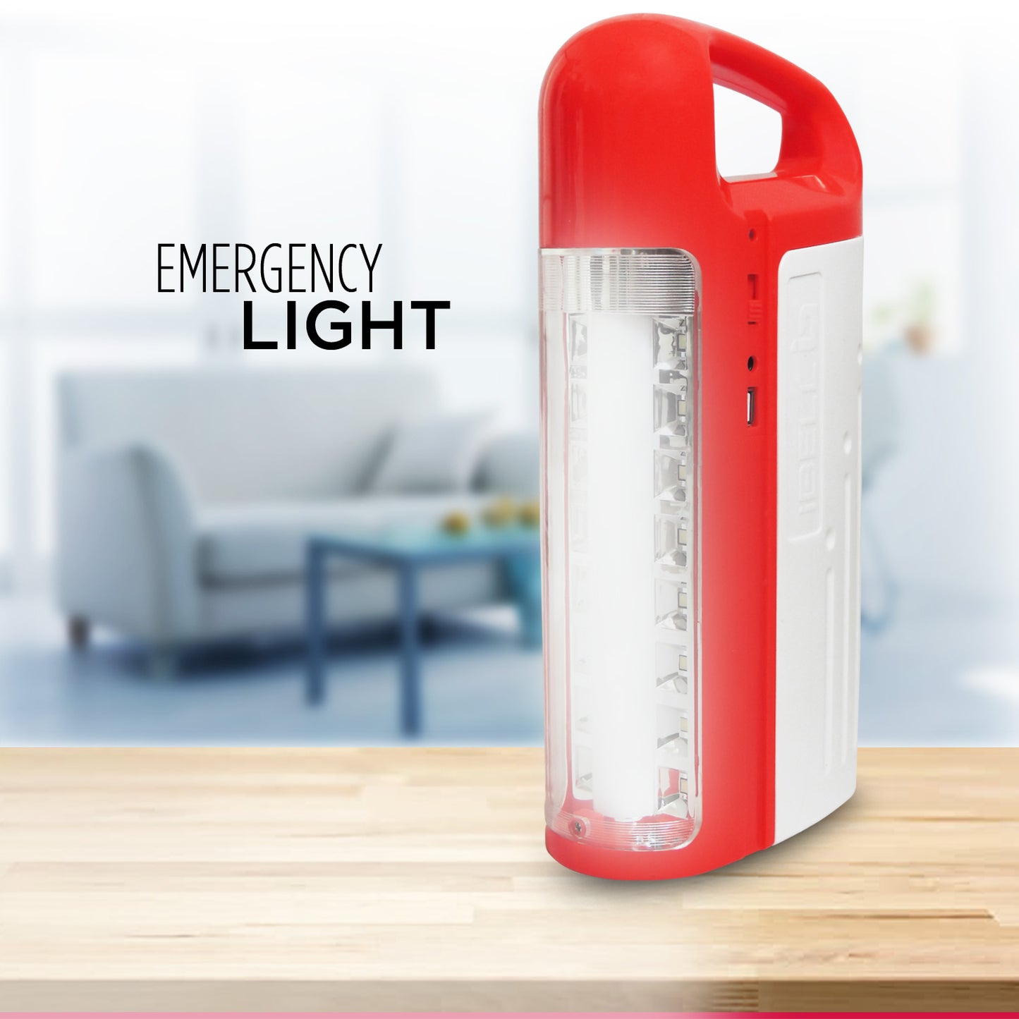 IBELL 8432 Rechargeable Emergency Light, High Bright LED Tube & LED Panel/USB Mobile Charger Jack/Solar Power Input Jack (Red)