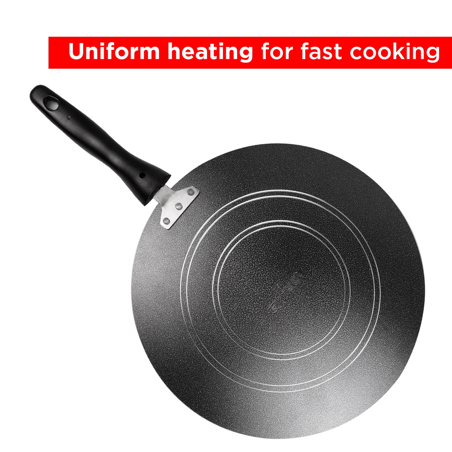 IBELL 3-Layer Durable Aluminium Non-Stick Tawa 290mm | Big Dosa, Roti, Chapati & Pathiri Pan | Scratch-Resistant Interior | Even Heat Distribution | Black