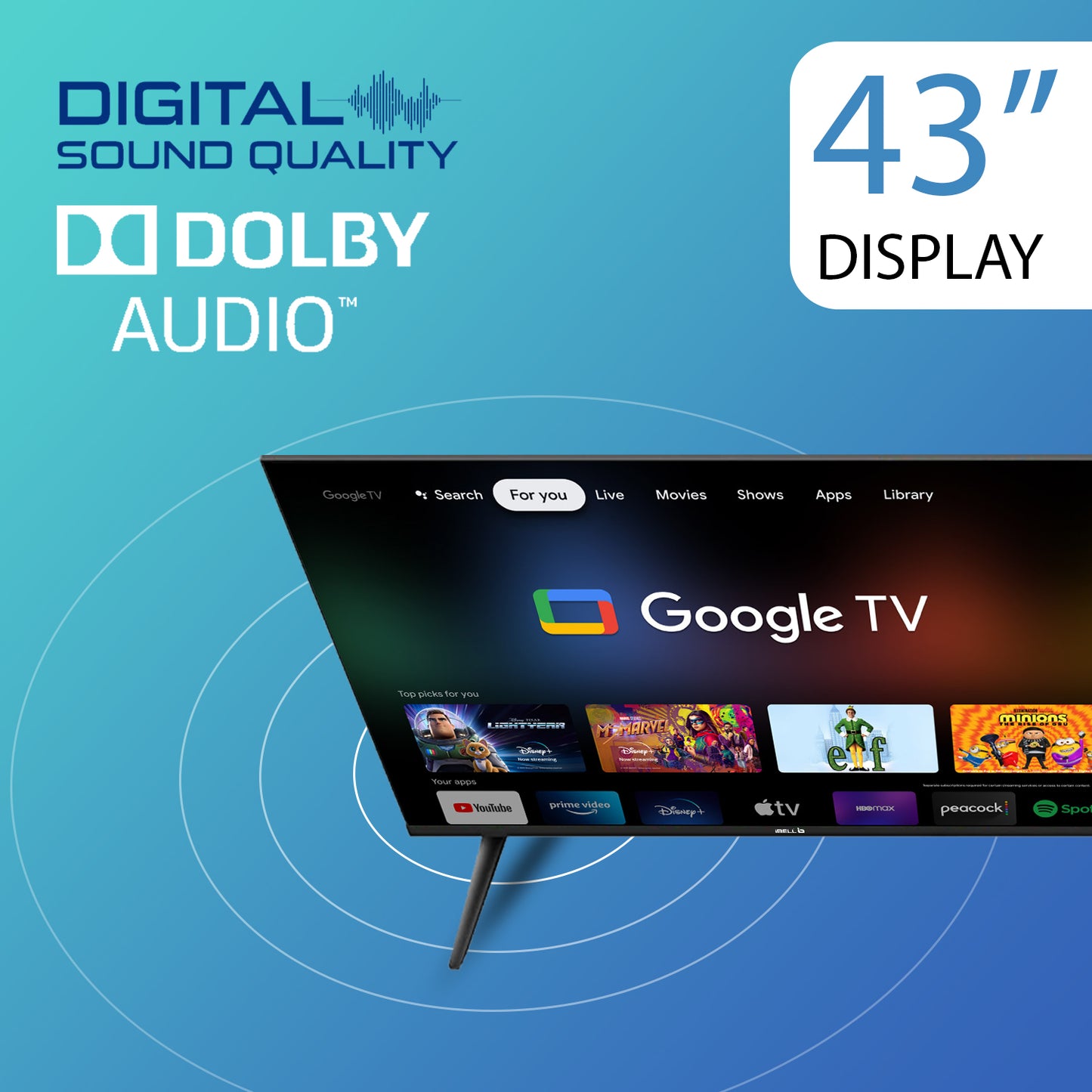 IBELL 109cm (43 inches) Frameless Google LED TV - Full HD, Android 11.0, Smart Features, Crisp Display, Sleek Design (GTV43E, Black)