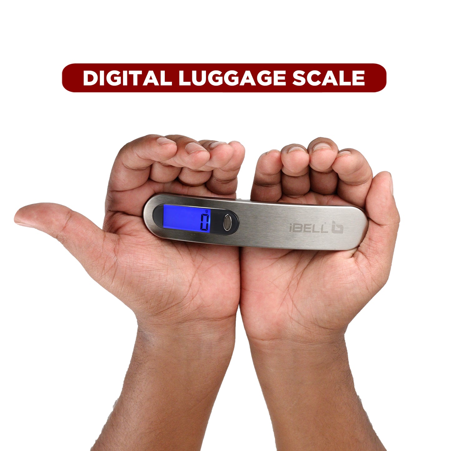 iBELL Premium Stainless Steel Weight Machine For Luggage Weighing Scale, Portable, 50 KG, Hook Type With Digital LED Screen & Tare Function, LS5010M (Silver)