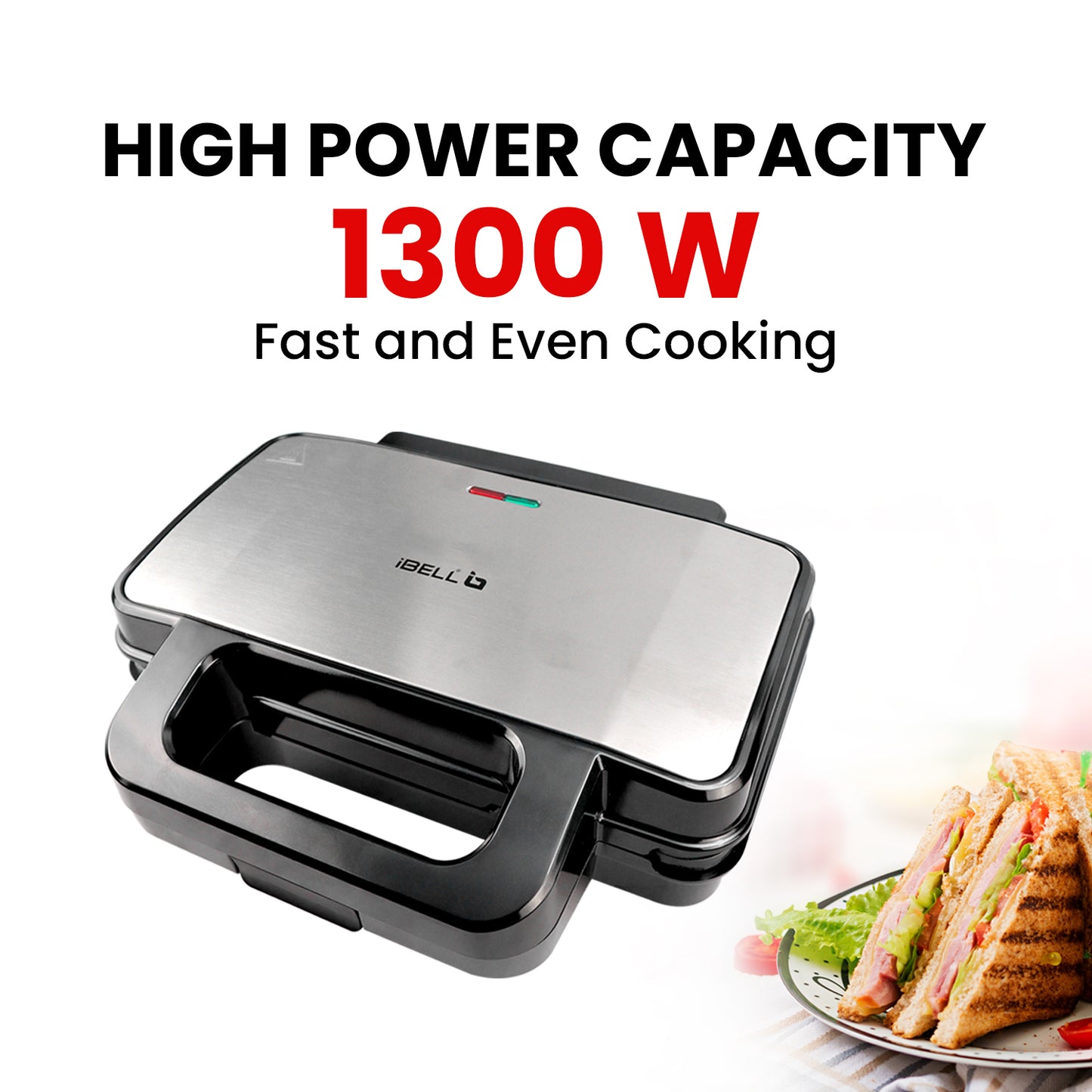 iBELL Sm3010M 3-In-1 Sandwich Maker Big Size, 1300 Watt, 2 Year Warranty, With Automatic Temperature Control And Detachable Plates For Toast/Waffle/Grill (28.5 X 25 10 Cmblack 3010)