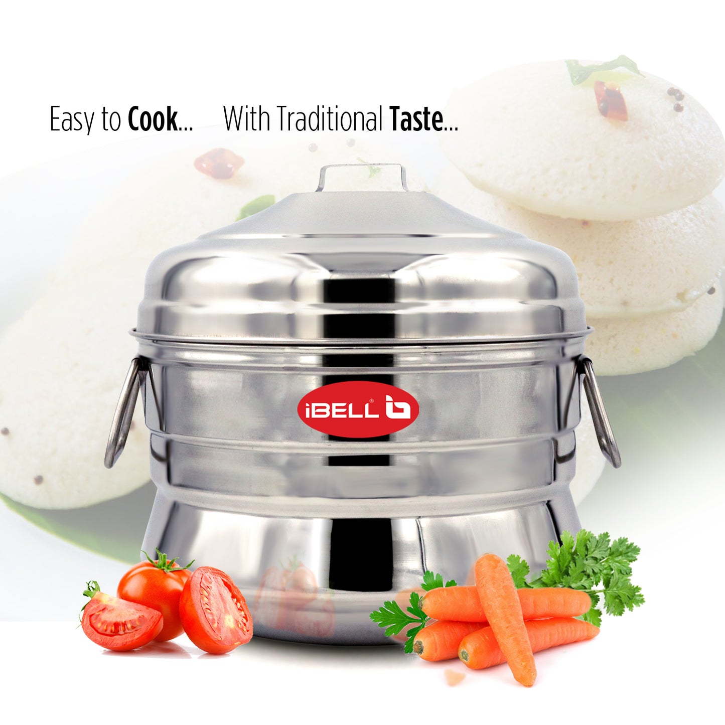 iBELL IP18P3 Stainless Steel High Food Grade Idly Pot, 3 Plates/18 Idly, Silver