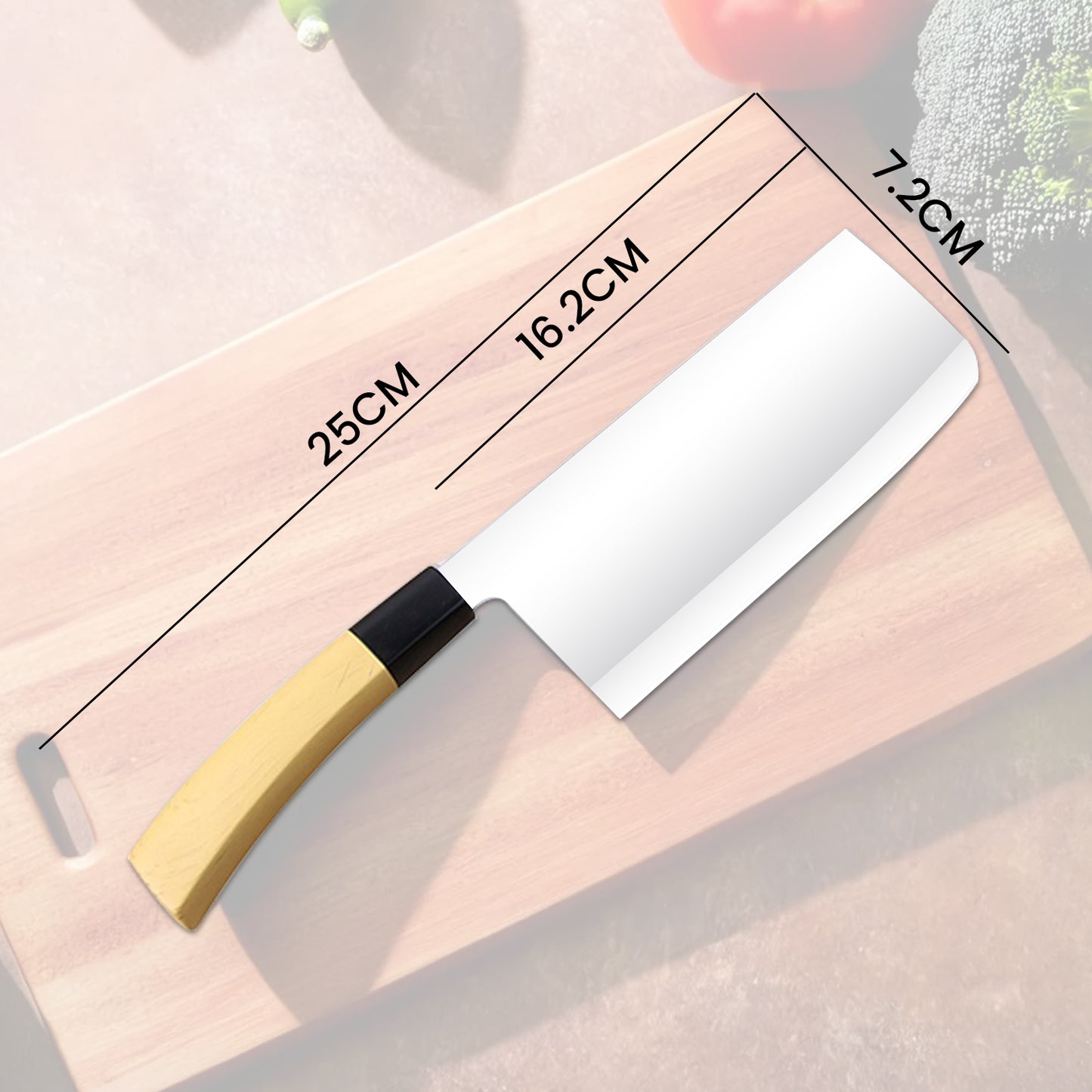 IBELL LS01 Premium Kitchen Knife with Wooden Finish Handle, Sharp Stainless Steel, Cutting Fruits, Vegetables and Meat (Silver)
