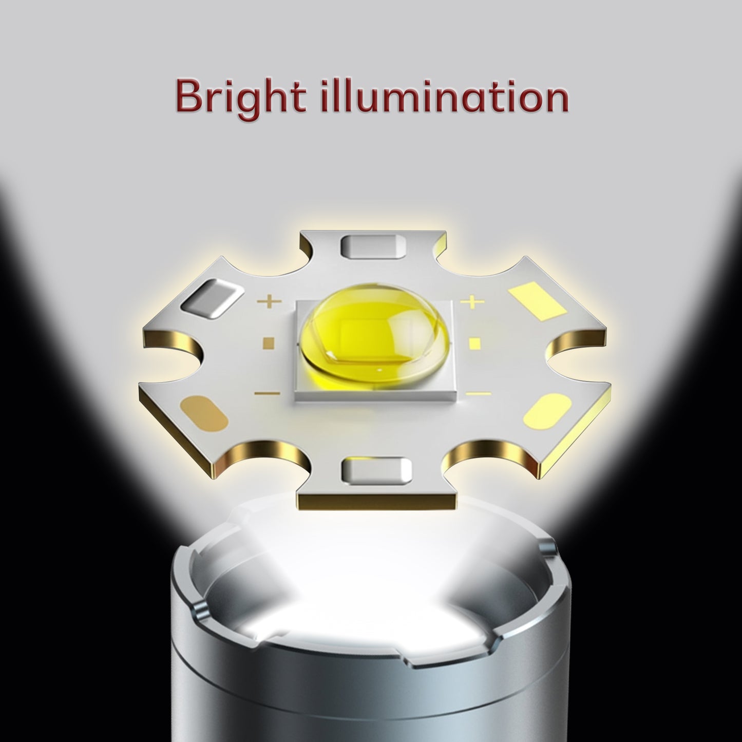 IBELL LUMINEX 800 Rechargeable Torch Light High Power, 6 Light Modes, Telescopic Zoom, Type C Charging, LED Flashlight, Super Bright & Long Distance Range, for Home, Outdoor & Emergency Use (Grey)