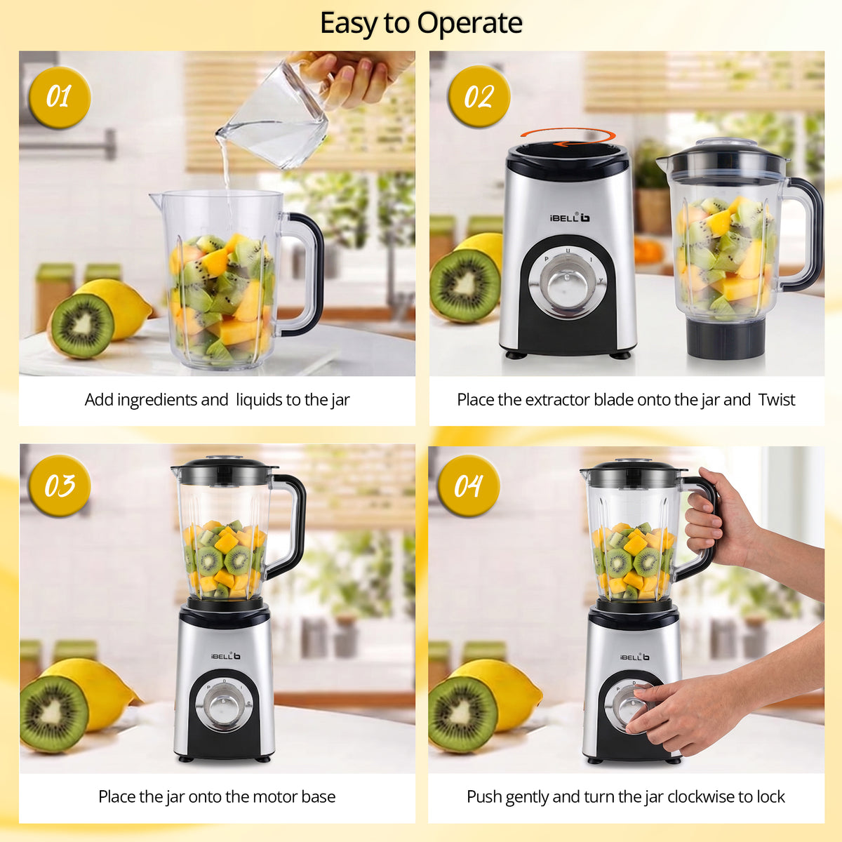 iBELL Nutri Core 3Q Plus 600W Nutri Blender Mixer Grinder & Juicer with 3 Jars with Sipper Cap, 2 Year Warranty, 2-Speed & Pulse Function, Overheat Protection for Smoothies, Juices (Silver)