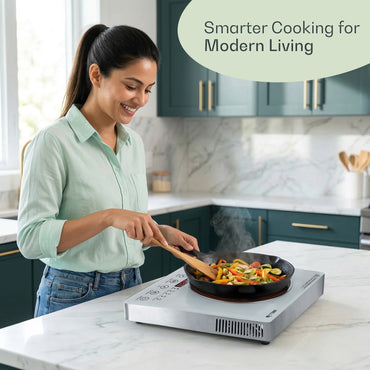 iBELL CLOUD390 Infrared Cooktop 2200W | Works with All Cookware | Portable Electric Cooking Stove | Adjustable Temperature Control | White