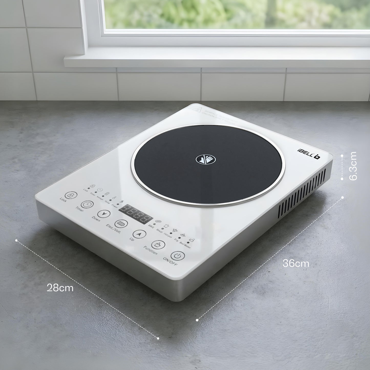 iBELL CLOUD390 Infrared Cooktop 2200W | Works with All Cookware | Portable Electric Cooking Stove | Adjustable Temperature Control | White