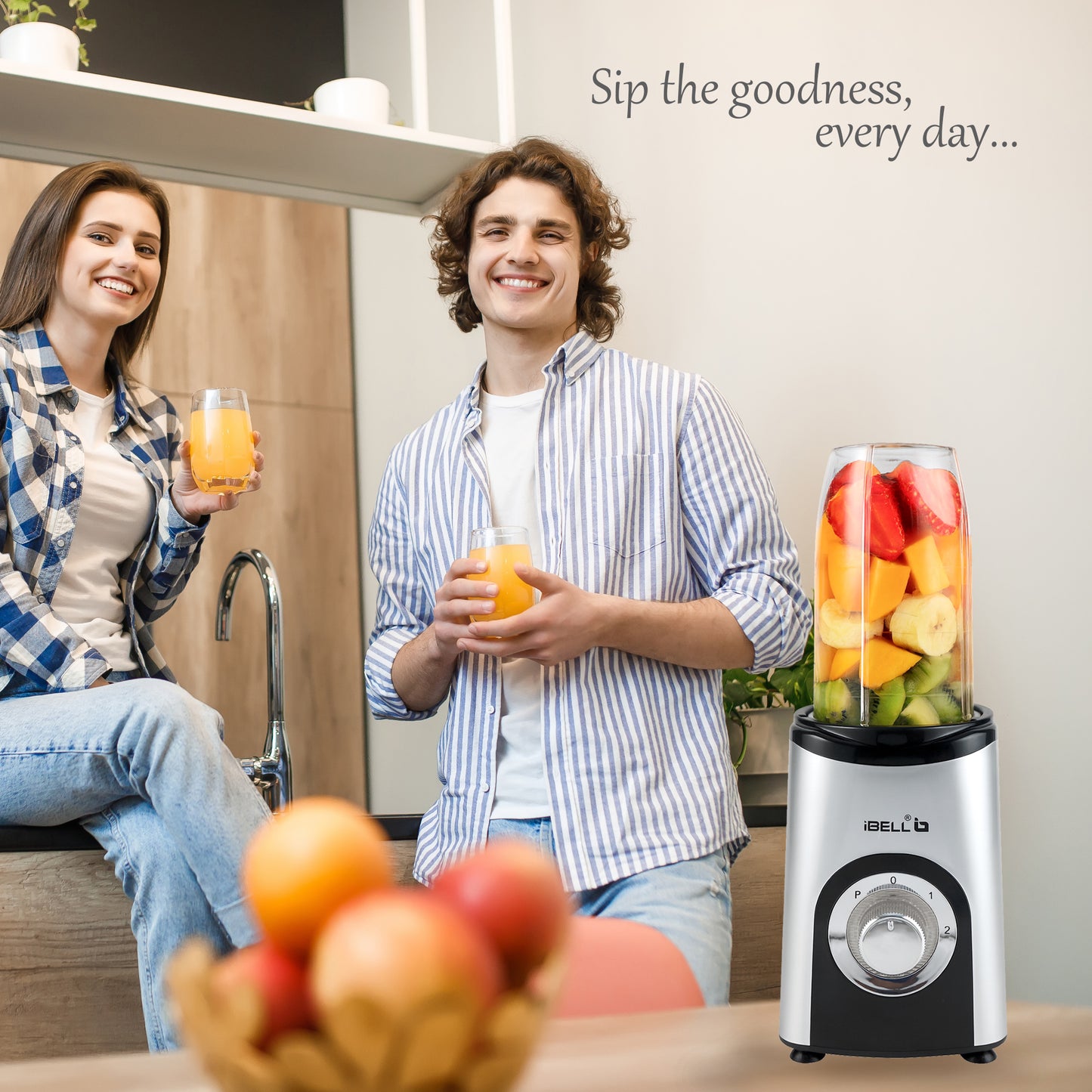 iBELL Juicer Mixer Grinder For Home, Smoothie Maker, 600W,2 Blades 3 Modes, 5 Multi-Purpose Jars, 100% Copper Motor, 24,000 RPM, Nutri Blender With Stainless Steel Blades (Silver)