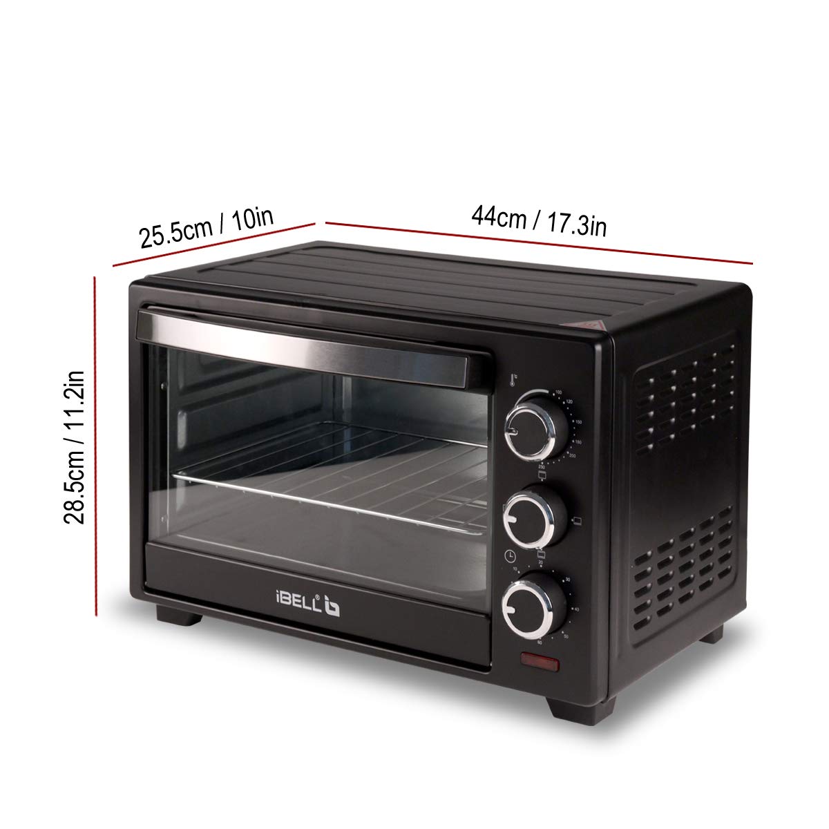 iBELL EO19LG | OTG 19 Litre, Oven Toaster Griller with Multi-Stage Heating Modes, Auto Off, 1500Watt | Black