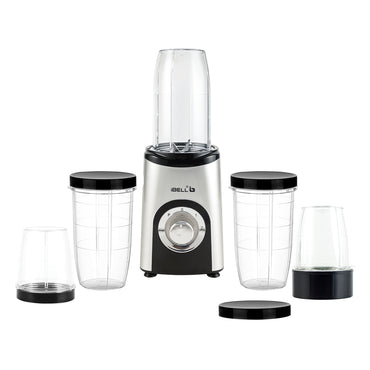 iBELL Juicer Mixer Grinder For Home, Smoothie Maker, 600W,2 Blades 3 Modes, 5 Multi-Purpose Jars, 100% Copper Motor, 24,000 RPM, Nutri Blender With Stainless Steel Blades (Silver)