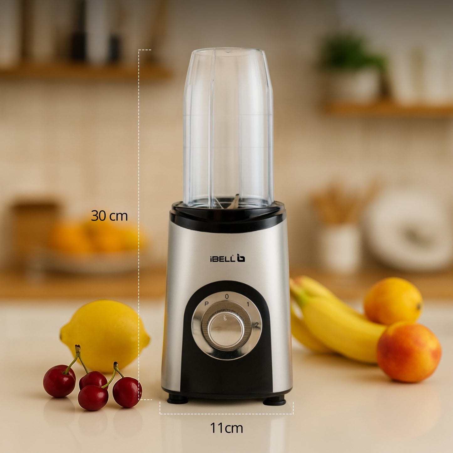 iBELL Juicer Mixer Grinder For Home, Smoothie Maker, 600W,2 Blades, 3 Modes, 5 Jars + Chopper, 100% Copper Motor, 24,000 RPM, Nutri Blender With Stainless Steel Blades (Silver)