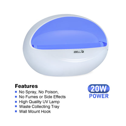 iBELL P200IK LED Fly Catcher & Insect Killer Machine with Sticky Trap, 20W, No Side Effects, Compact and Stylish Design for Home, Office and Restaurant (White)