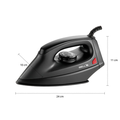 IBELL PASSION 1000W Iron Box with 3 Years Warranty, Non-Stick Soleplate Dry Iron, Shock-Proof Body, Variable Temperature Control, Overheating Protection (Black)
