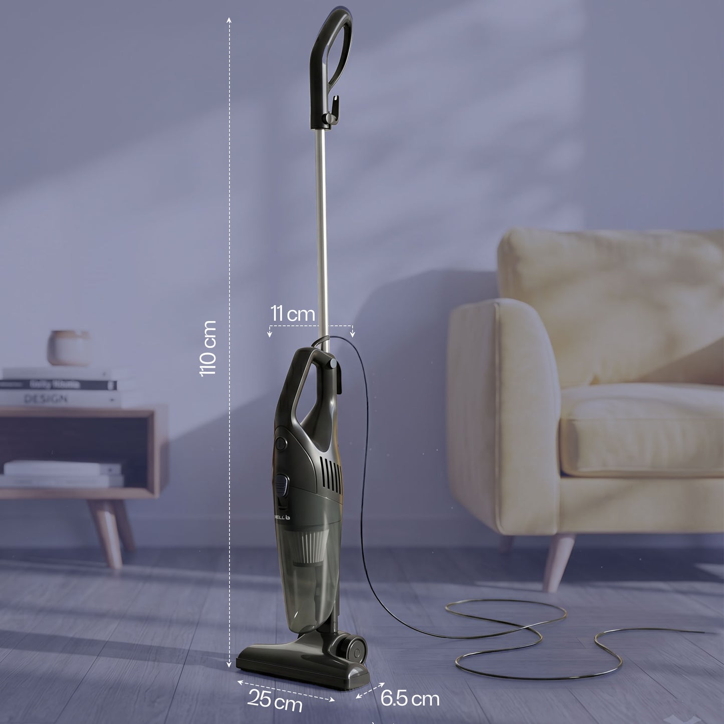 iBELL TURBOSTICK650 Stick Vacuum Cleaner | 600W | 20kPa | HEPA Filter | Bagless Design | Ideal for Floors, Curtains, Carpets, Sofa | black