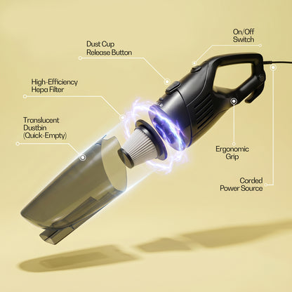 iBELL TURBOSTICK650 Stick Vacuum Cleaner | 600W | 20kPa | HEPA Filter | Bagless Design | Ideal for Floors, Curtains, Carpets, Sofa | black