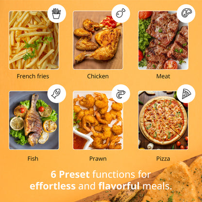 iBELL 3.2L Digital Air Fryer |800W, Feather Touch Control, 6 Preset Cooking Modes, Adjustable Temperature, One Basket with Steam Rack, Oil-Free Healthy Cooking (Black)