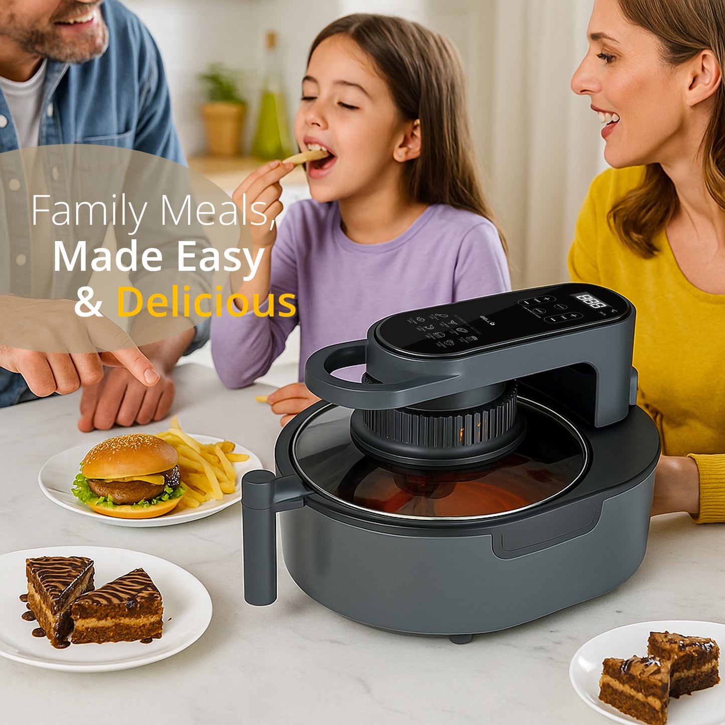 IBELL Airfryer All-in-One Air Fryer |80% less Oil Consumption|5L Capacity |1600 Watts Power|Airfry,Oven, Toast, Grill|See Through Lid|Advance Digital Display|360° Even Heat Distribution|Black