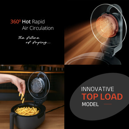 IBELL Airfryer All-in-One Air Fryer |80% less Oil Consumption|5L Capacity |1600 Watts Power|Airfry,Oven, Toast, Grill|See Through Lid|Advance Digital Display|360° Even Heat Distribution|Black