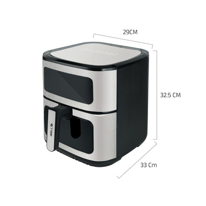 IBELL Digital Air Fryer 8L | 1800W | Bake, Grill & Roast | Up to 80% Less Oil Usage | 10 Preset Menu | Digital Display & Touch Control Panel | Glass Window with in built Light | Auto Cut-Off Silver