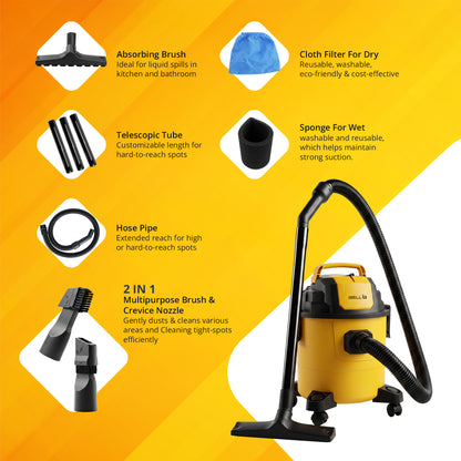 IBELL AEROVAC150 Wet & Dry Vacuum Cleaner for Home & Office | 1200W | 15L Tank | Blower Function | 2 Year Warranty