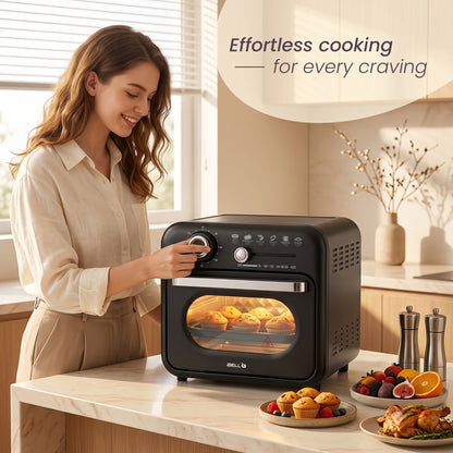 iBELL Aero Wave 10L Air Fryer Oven, 1400W Mini OTG with 360° Hot Air Circulation, Rotisserie, Bake, Grill, Roast & Dehydrate, 6 Preset Cooking Modes, Temperature Control, Black