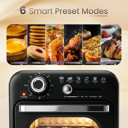 iBELL Aero Wave 10L Air Fryer Oven, 1400W Mini OTG with 360° Hot Air Circulation, Rotisserie, Bake, Grill, Roast & Dehydrate, 6 Preset Cooking Modes, Temperature Control, Black