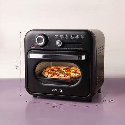 iBELL AEROWAVE10G Air Fryer Oven 10Ltr, 1400W Mini OTG with 360° Hot Air Circulation, Rotisserie, Bake, Grill, Roast & Dehydrate, 6 Preset Cooking Modes, Temperature Control, Black