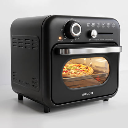 iBELL Aero Wave 10L Air Fryer Oven, 1400W Mini OTG with 360° Hot Air Circulation, Rotisserie, Bake, Grill, Roast & Dehydrate, 6 Preset Cooking Modes, Temperature Control, Black