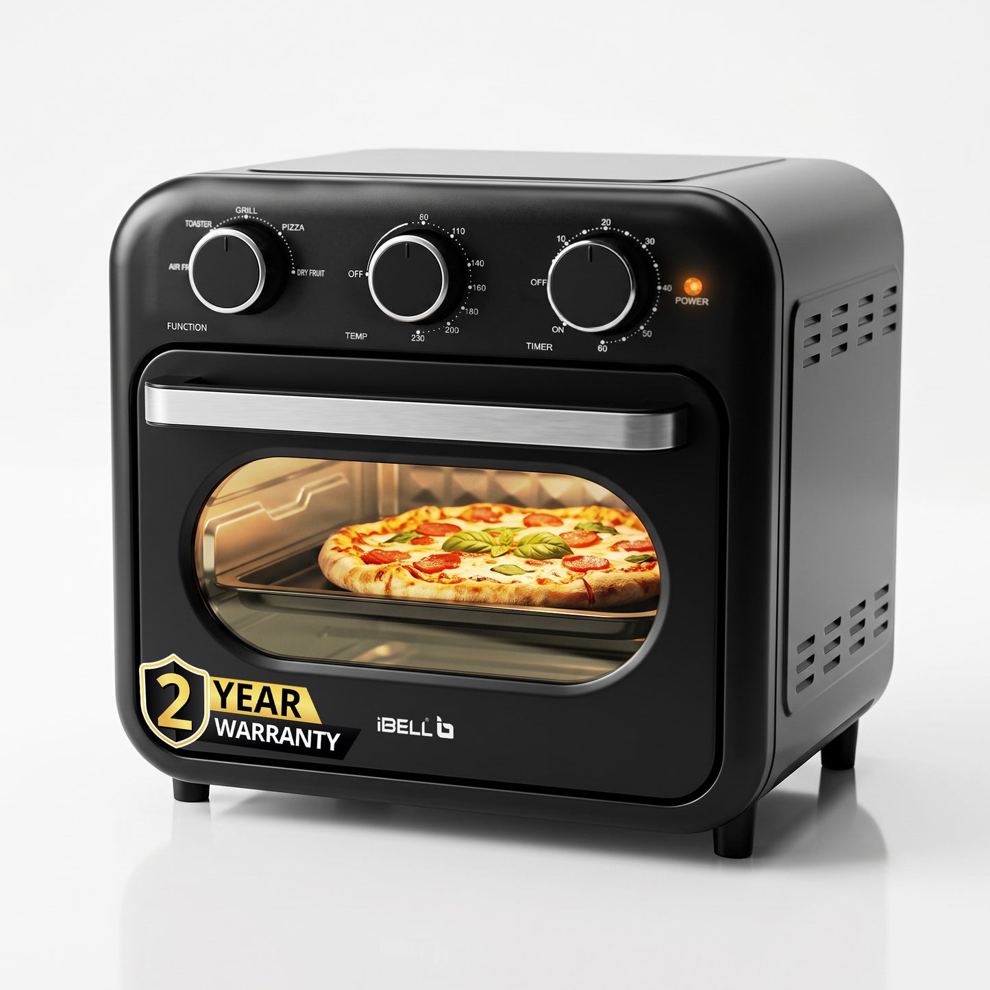 iBELL AeroWave 24G Air Fryer Oven | 24L with Air Fry, Bake, Grill, Toast, Pizza & Dry Fruit Functions | Temperature Control & 60-Minute Timer | 2-Year Warranty (BLACK)