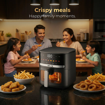 IBELL AERO FRY 550 Digital Air Fryer, 5.5 Litre Capacity, 1350W Power, Touch Control Panel, Multiple Cooking Options, Adjustable Temperature, Oil-Free Cooking, Black, 2 Year Warranty