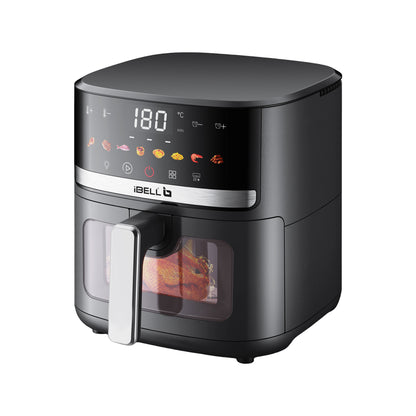 IBELL AERO FRY 550 Digital Air Fryer, 5.5 Litre Capacity, 1350W Power, Touch Control Panel, Multiple Cooking Options, Adjustable Temperature, Oil-Free Cooking, Black, 2 Year Warranty