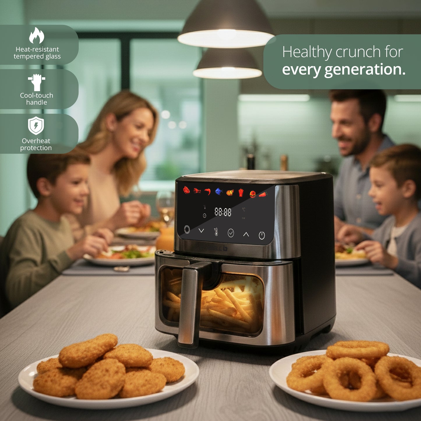 IBELL AEROFry 650 Digital Air Fryer 6.5L, 1600W | Touch Control, 8 Presets, Oil-Free Cooking (Black)