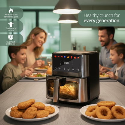 IBELL AEROFry 650 Digital Air Fryer 6.5L, 1600W | Touch Control, 8 Presets, Oil-Free Cooking (Black)