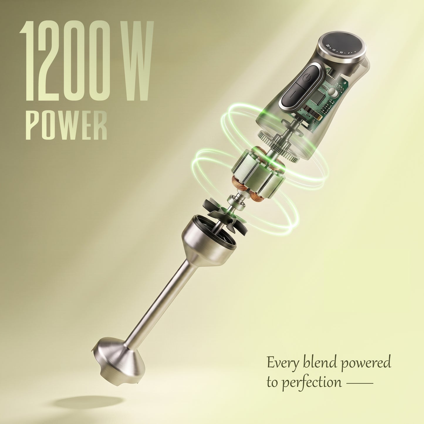 iBELL AEROMIX500PRO 6-in-1 Hand Blender, 1200W, Adjustable Speed Control, Turbo Function, Stainless Steel Immersion Blender with Chopper, Whisk, Dough Hooks, Milk Frother & 700ml Beaker (Black)
