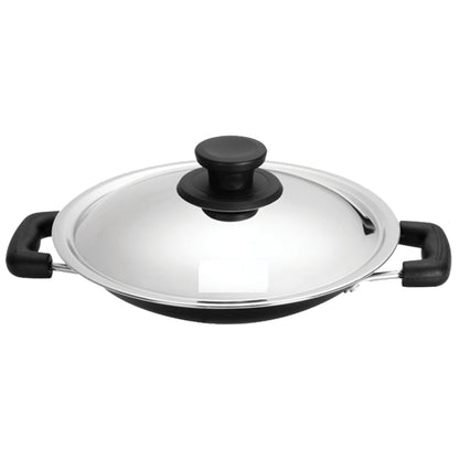 IBELL Premium Non-Stick Aluminium Appam Pan with Lid, Appachatty, 200mm, Silver