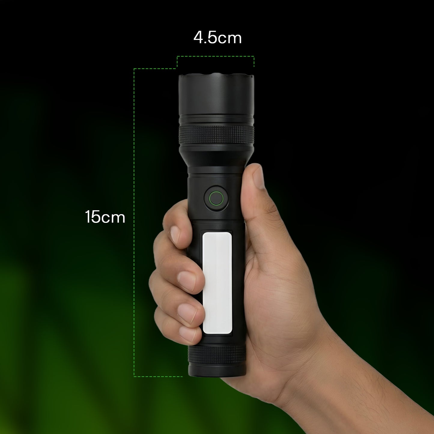 IBELL Castor AURA300 Rechargeable Torch Light High Power, 6 Light Modes, Telescopic Zoom, Type C Charging, LED Flashlight, Super Bright & Long Distance Range, for Home, Outdoor & Emergency Use (Black)