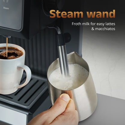 IBELL Coffee Maker Machine for Home, 20 BAR Espresso Coffee Machine, Touch Controls, Milk Frothing & Temperature Control, 1200W, For Cappuccino, Latte & Americano (BARISTAMAX200)