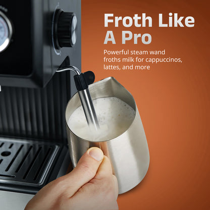 IBELL Espresso Machine, Coffee Maker for Home, 20 BAR, 2 Year Warranty, Touch Controls, Milk Frothing, Temperature Control System for Espresso, Cappuccino, Americano, Latte, 1200W, BARISTAMAX300