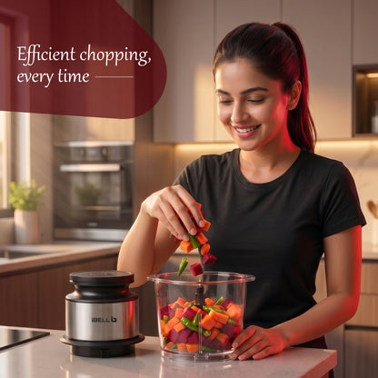 IBELL ChopMaster 350 Electric Chopper | 400W Powerful Motor | 4 Stainless Steel Blades | Food Grade Transparent Bowl | Compact Mini Food Processor for Chopping Vegetables, Fruits, Nuts & Herbs | Black