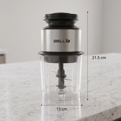 IBELL ChopMaster 350 Electric Chopper | 400W Powerful Motor | 4 Stainless Steel Blades | Food Grade Transparent Bowl | Compact Mini Food Processor for Chopping Vegetables, Fruits, Nuts & Herbs | Black