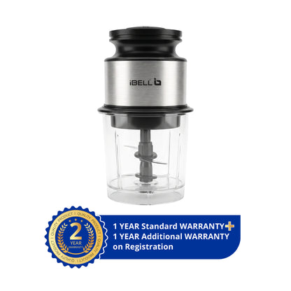 IBELL ChopMaster 350 Electric Chopper | 400W Powerful Motor | 4 Stainless Steel Blades | Food Grade Transparent Bowl | Compact Mini Food Processor for Chopping Vegetables, Fruits, Nuts & Herbs | Black