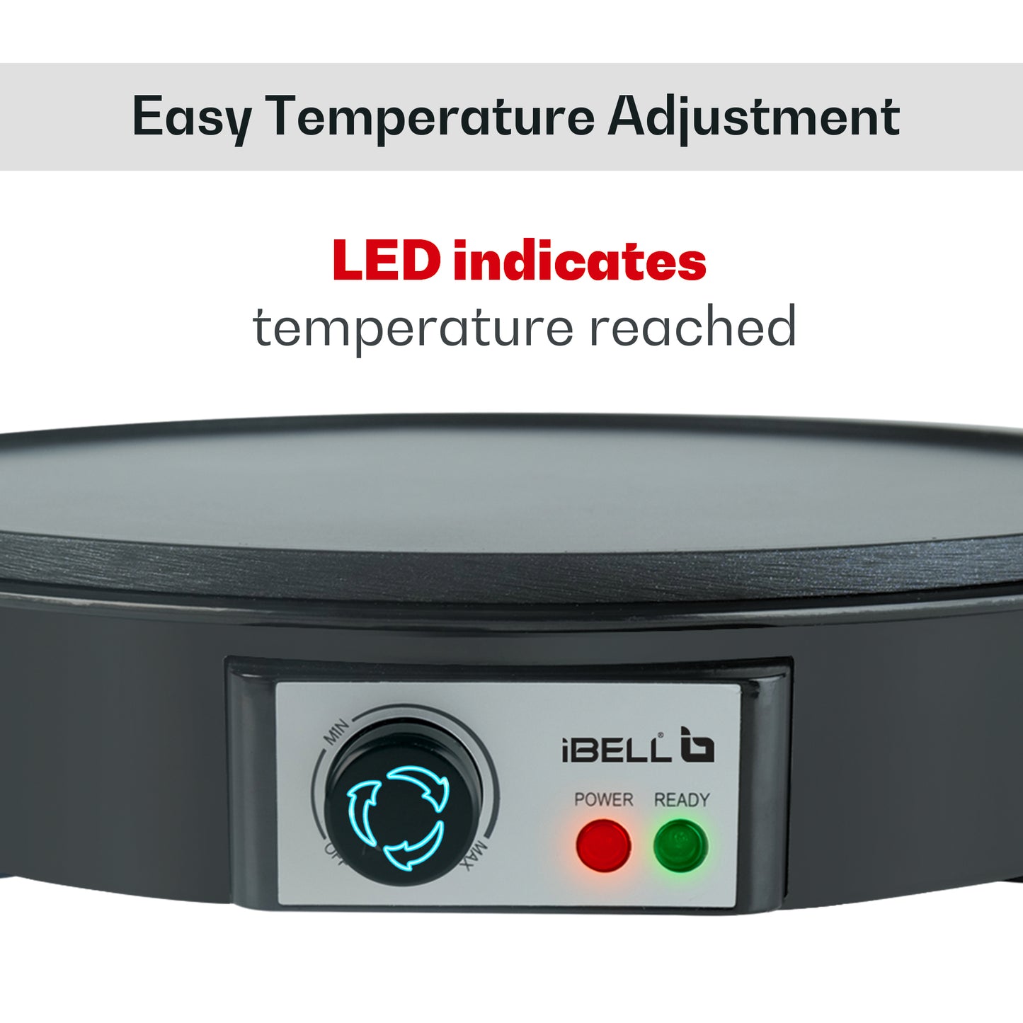 IBELL CRISP300 Dosa Maker Machine, Electric, For Dosa, Roti, Chapati, Paratha, Uthappam, Omelette, Pancake, 31cm Non-Stick Cooking Plate (Black)
