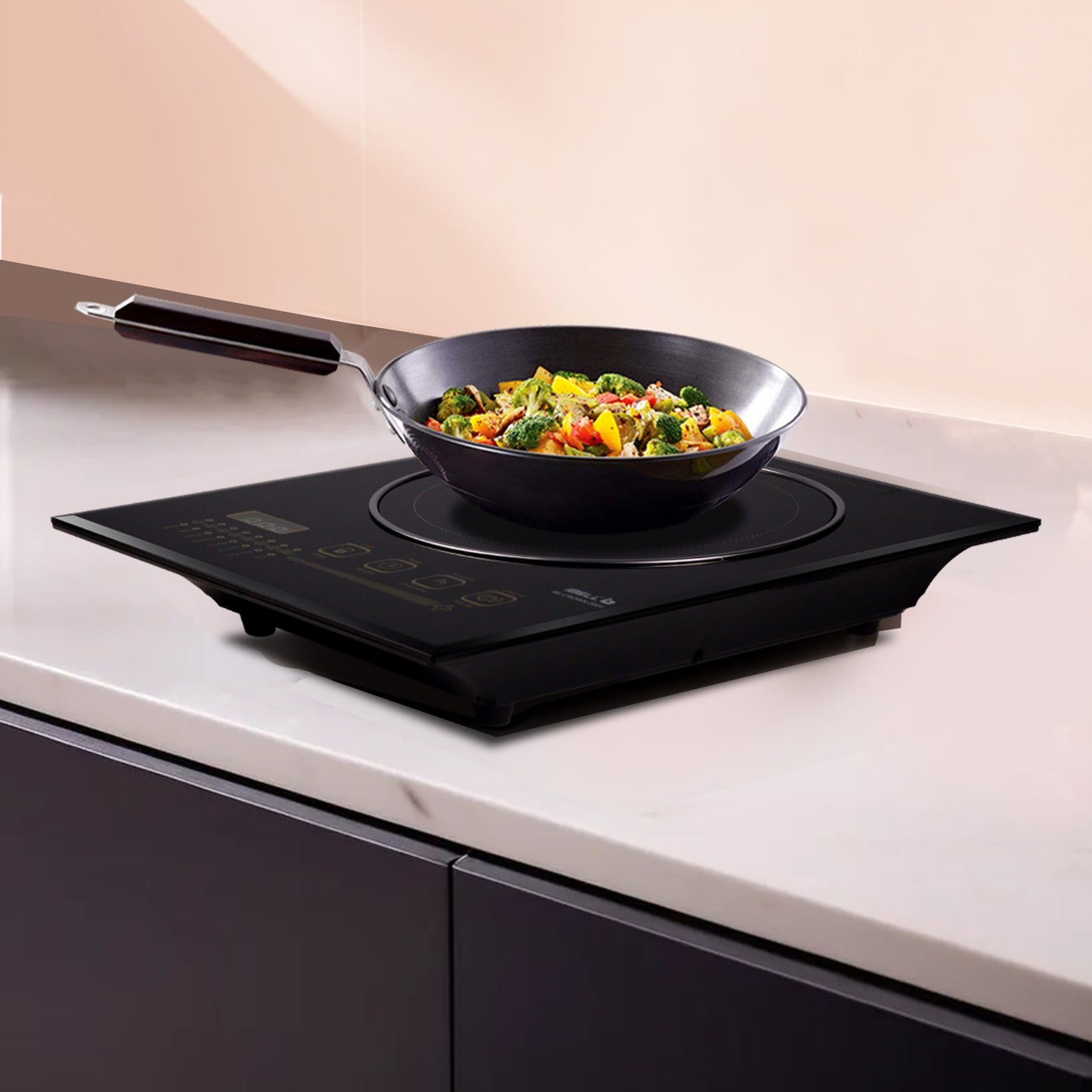 IBELL CROWN200Y Induction Cooktop 2200 Watt, Auto Shut Off, 2 Year Warranty, Crystal Glass Top, Touch Buttons, 8 Cooking Modes, Over Heat Protection, Big Size (Black)