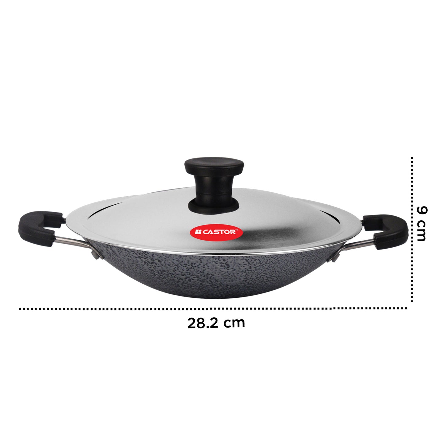CASTOR iBELL 205 Premium Non-Stick Aluminium Appam Pan with Lid, Appachatty, 200mm, Silver