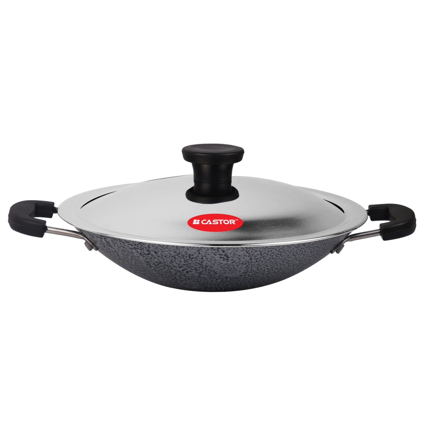 CASTOR iBELL 205 Premium Non-Stick Aluminium Appam Pan with Lid, Appachatty, 200mm, Silver