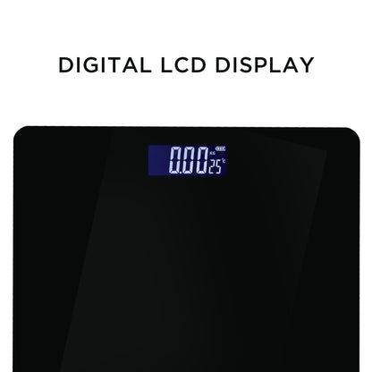 CASTOR iBELL BS026M Digital Weighing Scale for Body Weight – Tempered Glass, LCD Display, Auto Power On, Bathroom Scale up to 180 kg (Black)